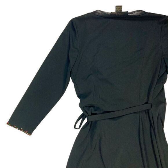 Nicole Miller Collection Wrap Dress Womens S Beaded Embroidered Sheer Hem Midi - Picture 8 of 16